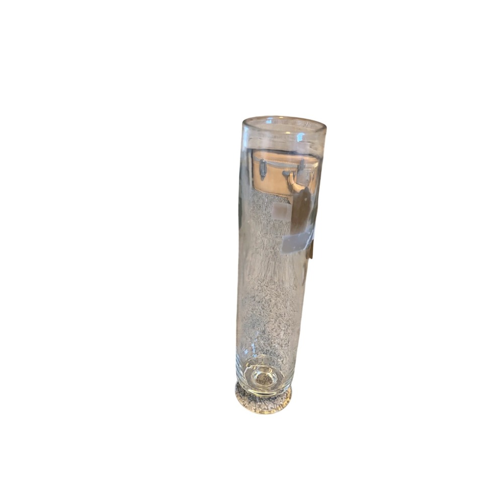 Tall Clear Seeded Glass Cylinder Vase Pedestal Base 10.5 Inch Modern Decor
